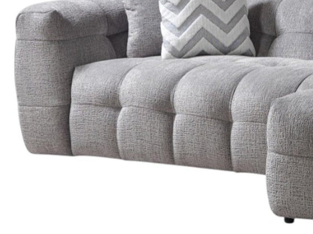 Light Gray Boucle L Shaped Two Piece Sofa and Chaise Sectional With Toss Pillows