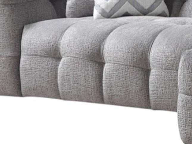 Light Gray Boucle L Shaped Two Piece Sofa and Chaise Sectional With Toss Pillows