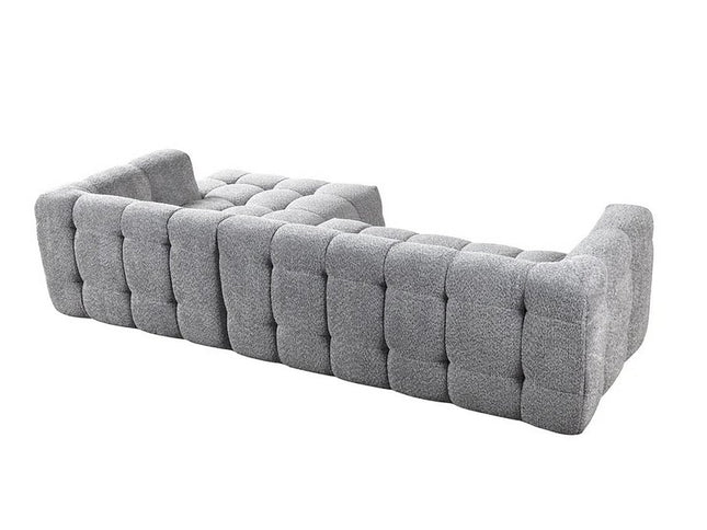 Light Gray Boucle L Shaped Two Piece Sofa and Chaise Sectional With Toss Pillows
