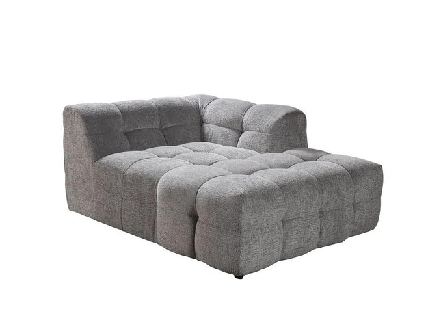 Light Gray Boucle L Shaped Two Piece Sofa and Chaise Sectional With Toss Pillows