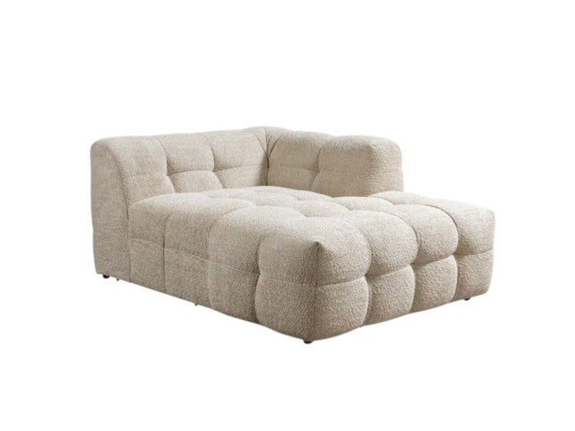 Ivory Boucle L Shaped Two Piece Sofa and Chaise Sectional With Toss Pillows