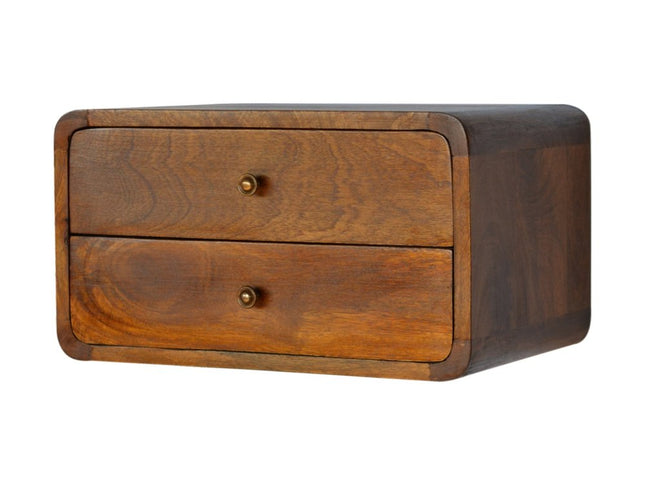 18" Brown Solid Wood Floating Nightstand