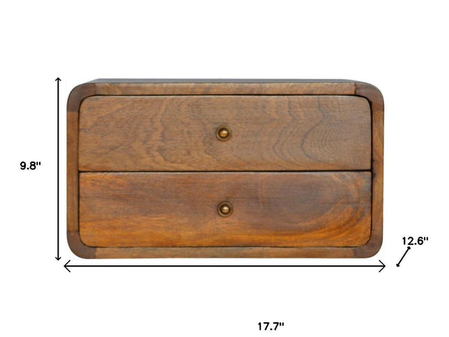 18" Brown Solid Wood Floating Nightstand