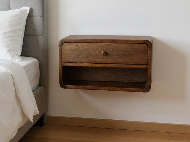 18" Chestnut Solid Wood One Drawer Floating Nightstand