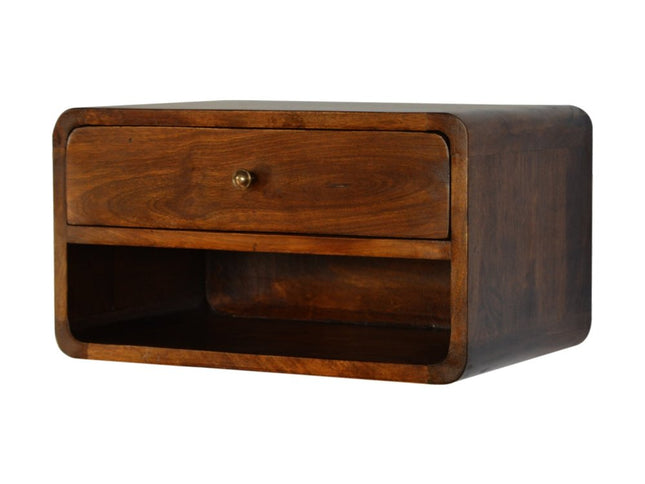 18" Chestnut Solid Wood One Drawer Floating Nightstand