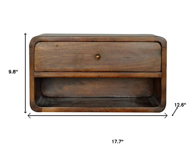 18" Chestnut Solid Wood One Drawer Floating Nightstand