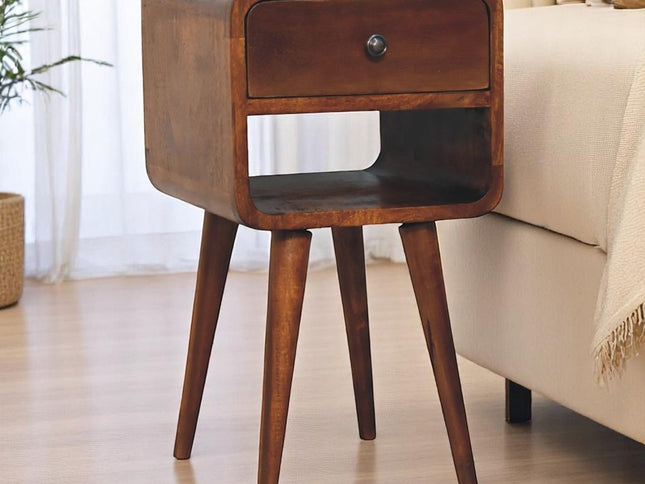 22" Chestnut Solid Wood One Drawer Nightstand