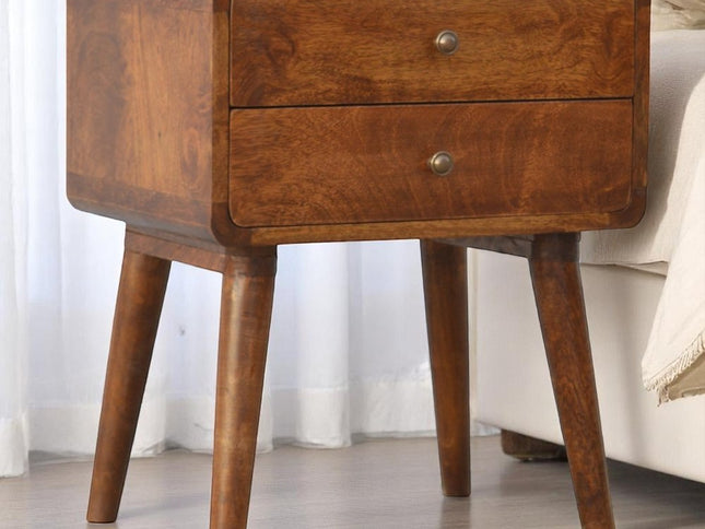 22" Chestnut Solid Wood Two Drawer Nightstand