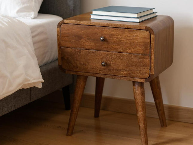 22" Chestnut Solid Wood Two Drawer Nightstand