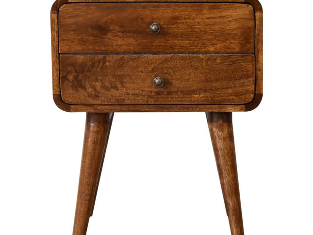 22" Chestnut Solid Wood Two Drawer Nightstand