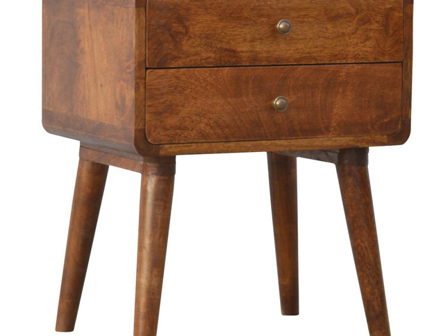 22" Chestnut Solid Wood Two Drawer Nightstand