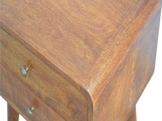 22" Chestnut Solid Wood Two Drawer Nightstand