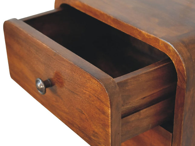 12" Chestnut Solid Wood Two Drawer Floating Nightstand