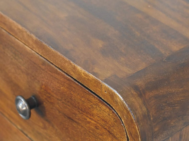 12" Chestnut Solid Wood Two Drawer Floating Nightstand