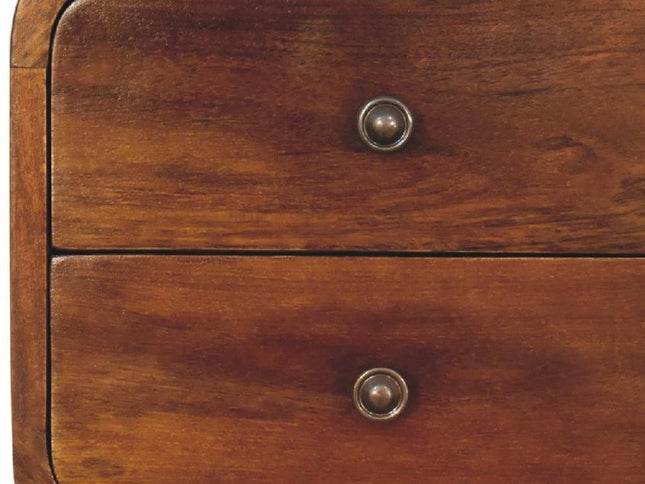 12" Chestnut Solid Wood Two Drawer Floating Nightstand