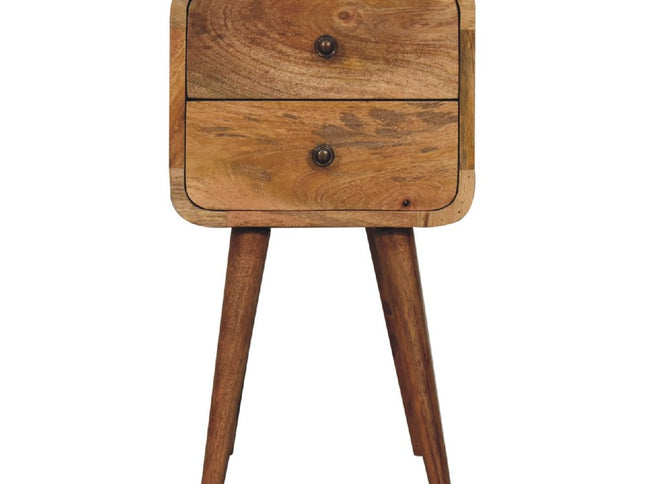 22" Oak Solid Wood Square Two Drawer Nightstand