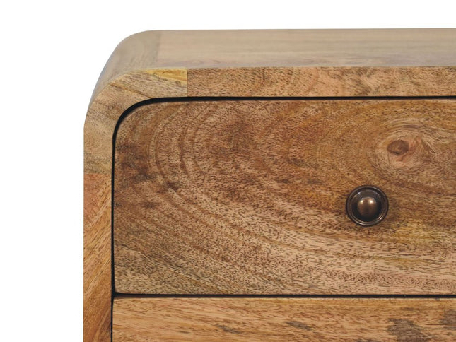 22" Oak Solid Wood Square Two Drawer Nightstand