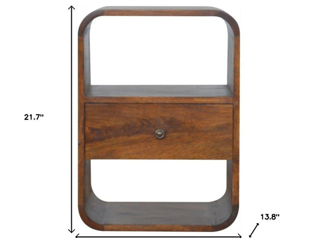 22" Brown Solid Wood One Drawer Nightstand