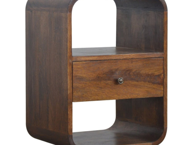 22" Brown Solid Wood One Drawer Nightstand