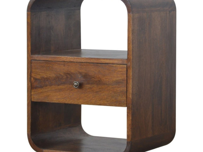 22" Brown Solid Wood One Drawer Nightstand