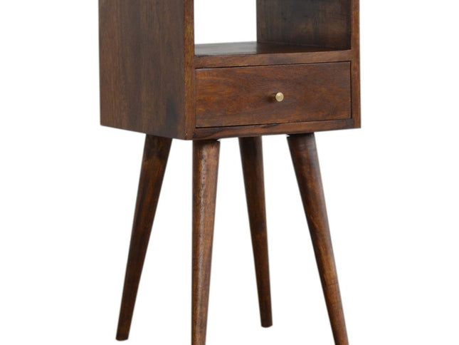 22" Chestnut Solid Wood Square One Drawer Nightstand