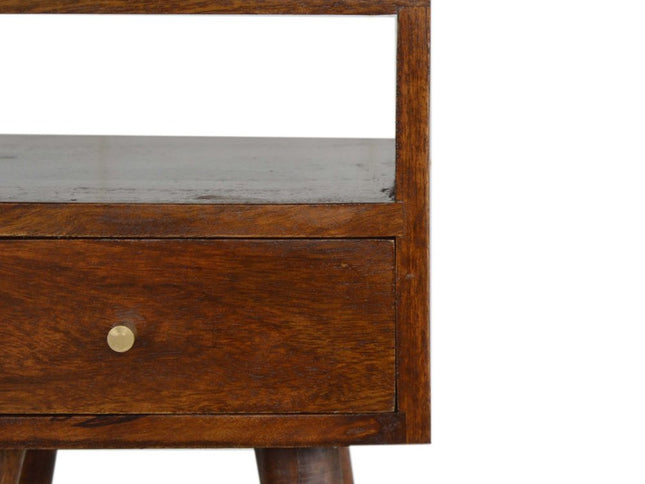 22" Chestnut Solid Wood Square One Drawer Nightstand