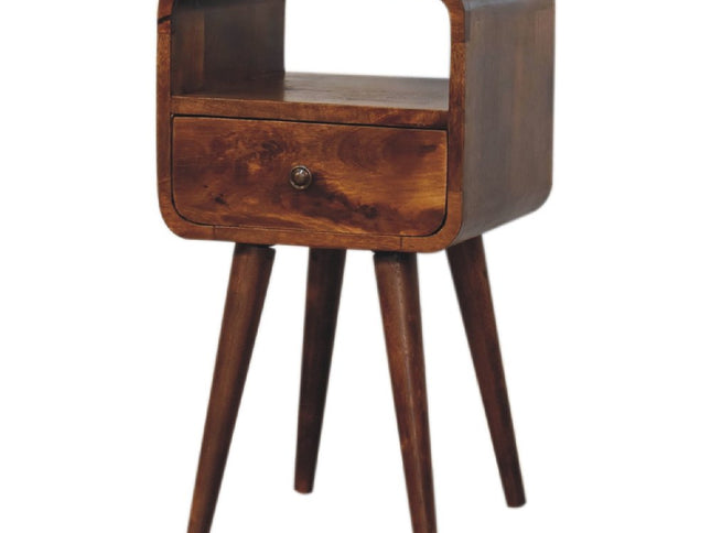 22" Chestnut Solid Wood Square One Drawer Nightstand