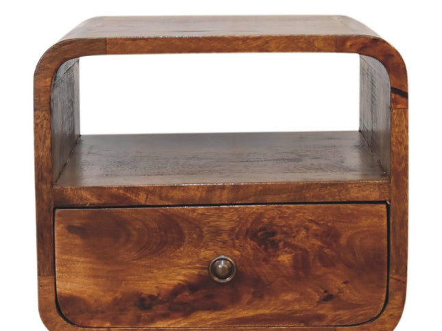 22" Chestnut Solid Wood Square One Drawer Nightstand