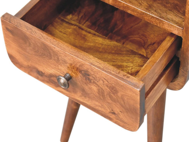 22" Chestnut Solid Wood Square One Drawer Nightstand