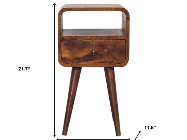 22" Chestnut Solid Wood Square One Drawer Nightstand