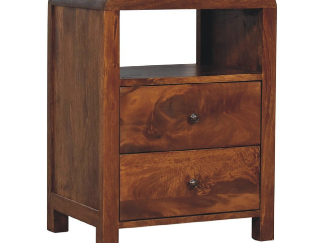 24" Chestnut Solid Wood Two Drawer Nightstand