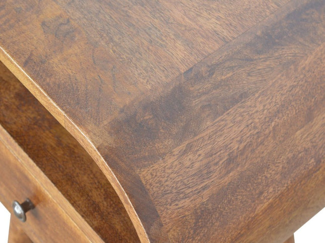 21" Brown Solid Wood Oval One Drawer Nightstand