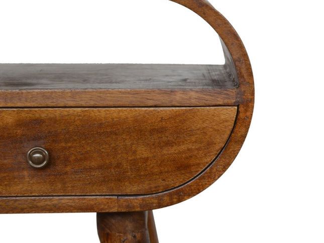 21" Brown Solid Wood Oval One Drawer Nightstand