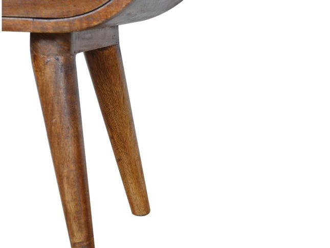 21" Brown Solid Wood Oval One Drawer Nightstand