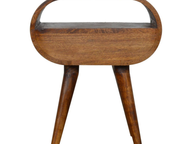 21" Brown Solid Wood Oval One Drawer Nightstand