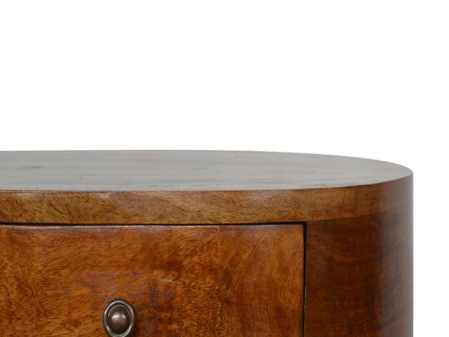 21" Chestnut Solid Wood Oval Two Drawer Nightstand