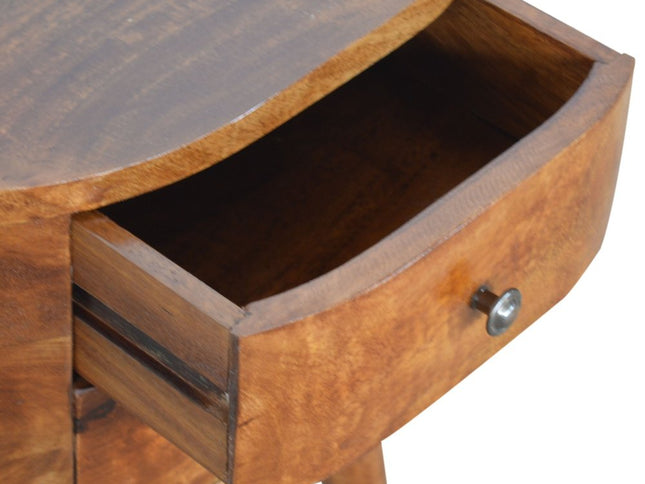 21" Chestnut Solid Wood Oval Two Drawer Nightstand