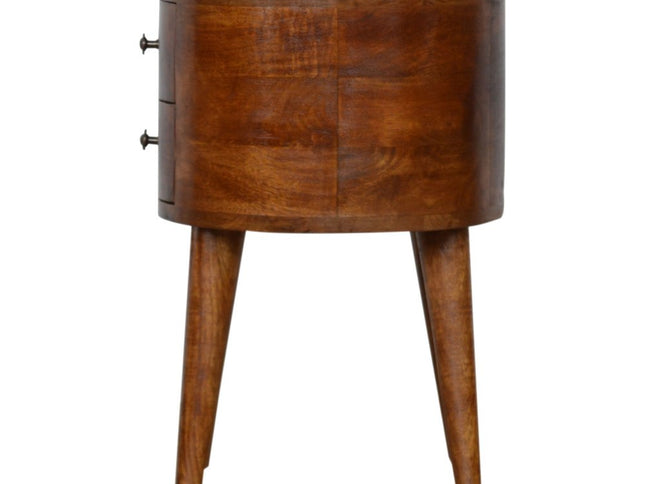 21" Chestnut Solid Wood Oval Two Drawer Nightstand