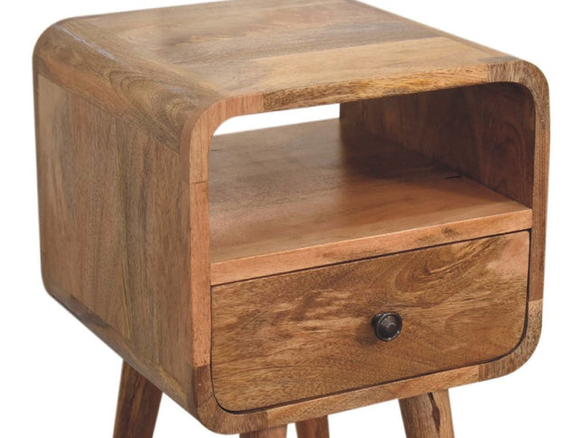 22" Oak Solid Wood Square One Drawer Nightstand