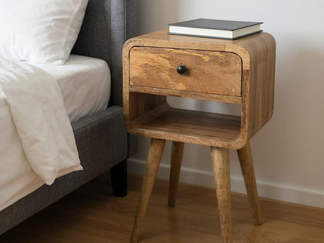 22" Oak Solid Wood Square One Drawer Nightstand