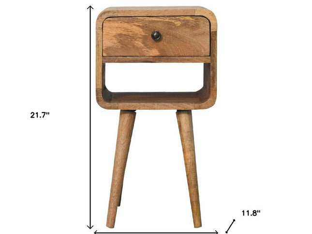 22" Oak Solid Wood Square One Drawer Nightstand