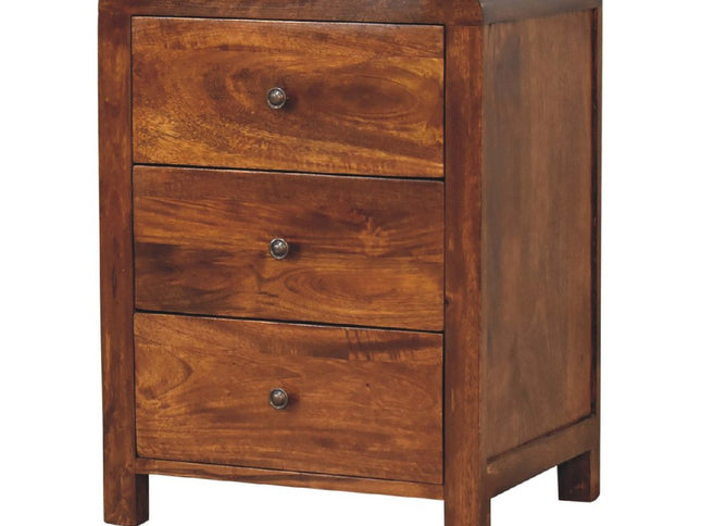 24" Chestnut Solid Wood Three Drawer Nightstand