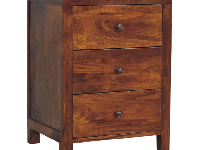 24" Chestnut Solid Wood Three Drawer Nightstand