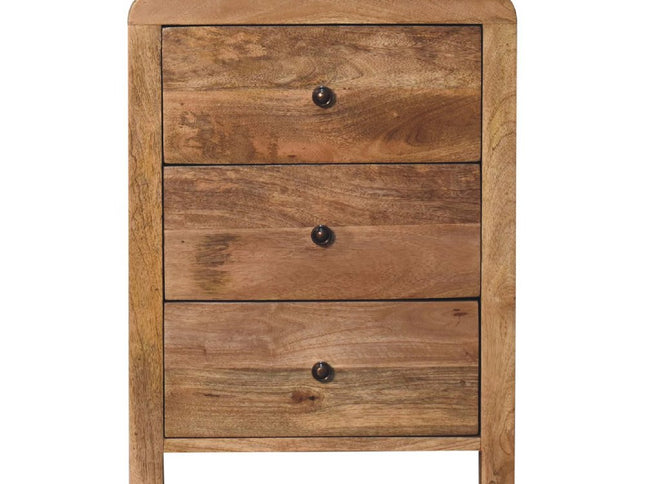 24" Oak Solid Wood Three Drawer Nightstand