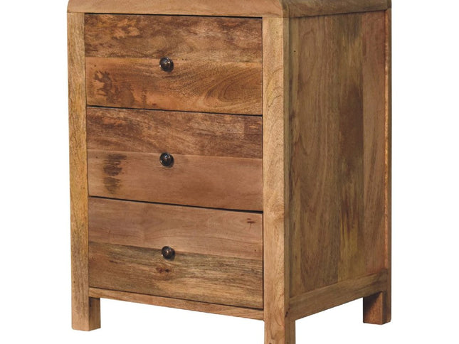 24" Oak Solid Wood Three Drawer Nightstand