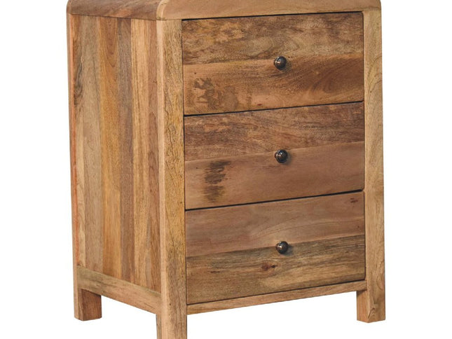 24" Oak Solid Wood Three Drawer Nightstand