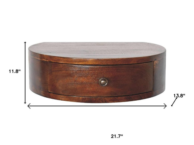 22" Brown Solid Wood One Drawer Floating Nightstand