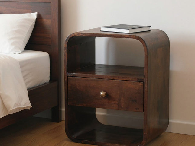 22" Chestnut Solid Wood One Drawer Nightstand