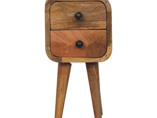 16" Oak Solid Wood Square Two Drawer Nightstand