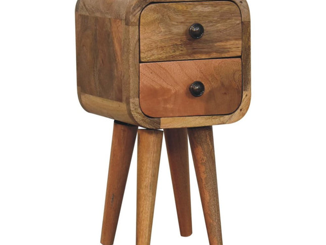 16" Oak Solid Wood Square Two Drawer Nightstand